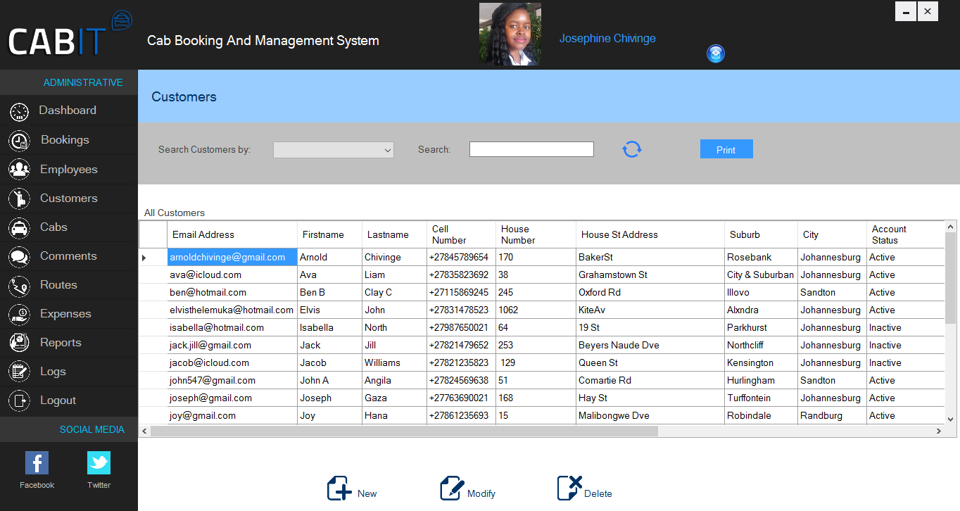 Customers Page